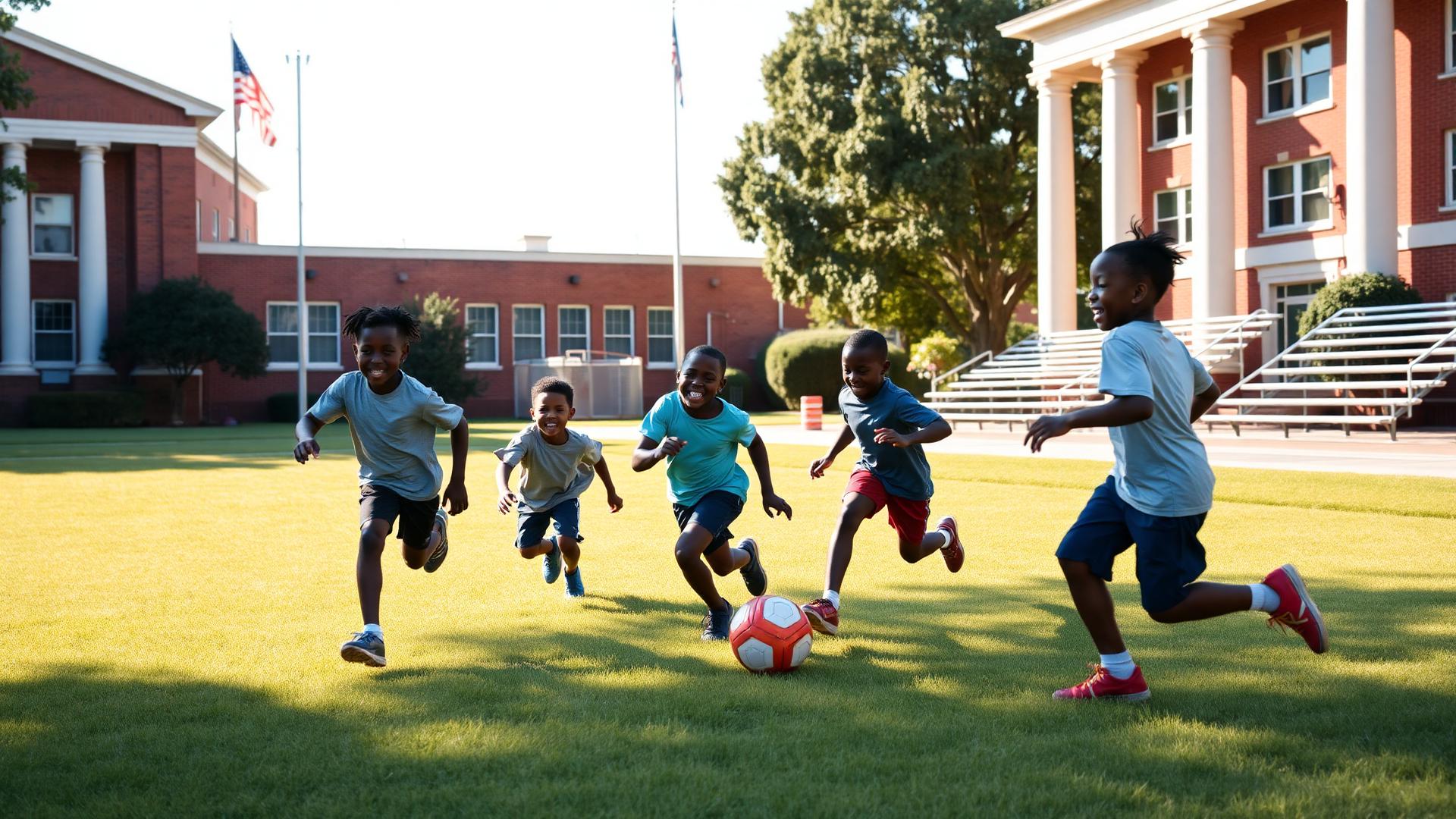 Children playing football